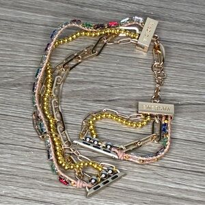 NWOT Victoria Emerson Gold and Multicolor Beaded Double Wrap Apple Watch Band